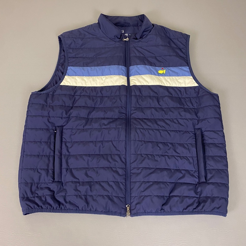 Masters Tech Quilted Puffer Vest Mens 3XL Navy Blue  Full Zip Augusta Logo Golf